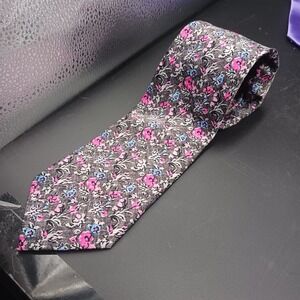 Pierre Cardin Classic Men's Tie Spring Floral Grey, Blue, Pink  59"x 3" Necktie